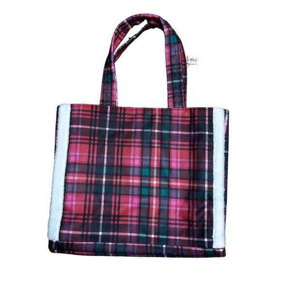 SOLD Victoria’s Secret Red Plaid Flannel Holiday Tote Bag - Picture 2 of 8